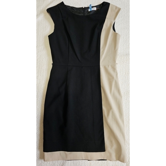 Calvin Klein Cap Sleeve Colorblock Faux Wrap Dress - Picture 4 of 10
